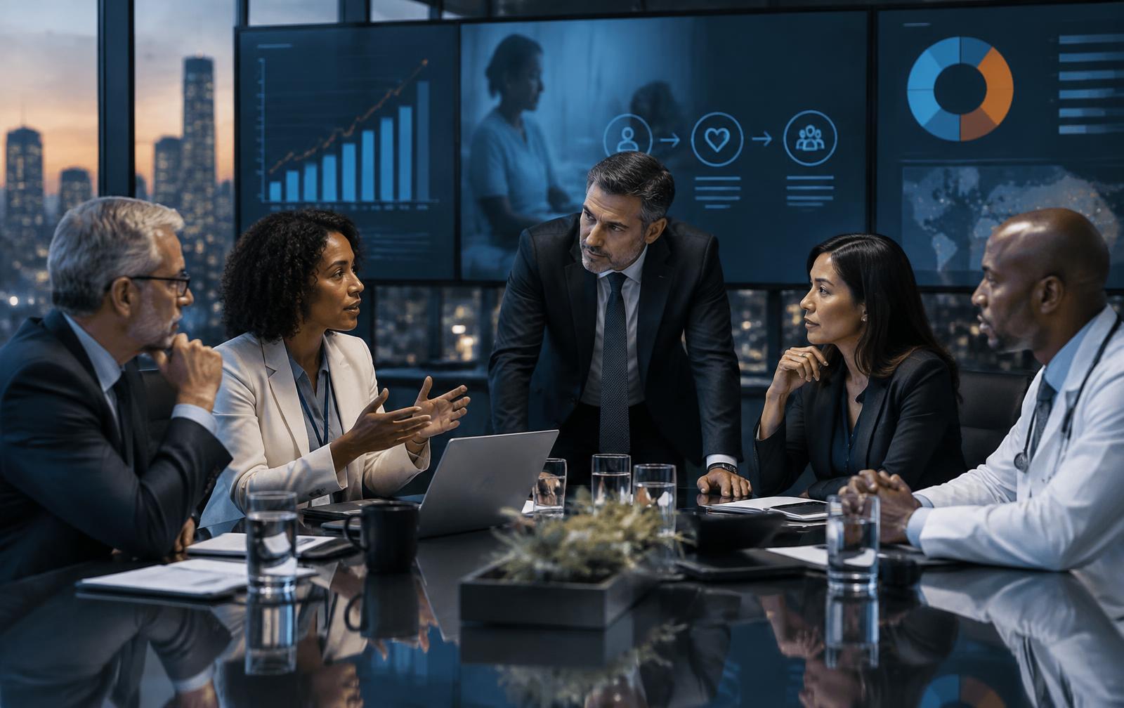 Healthcare leadership strategy meeting